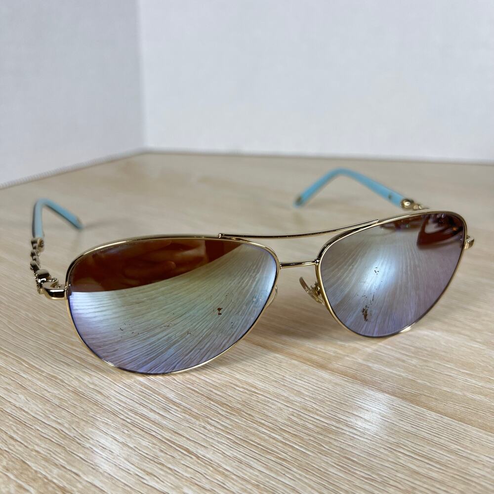 Tiffany & Co TF3049-B 6091/64 Sunglasses Pilot Gold Frames READ DESC 58-12-140
